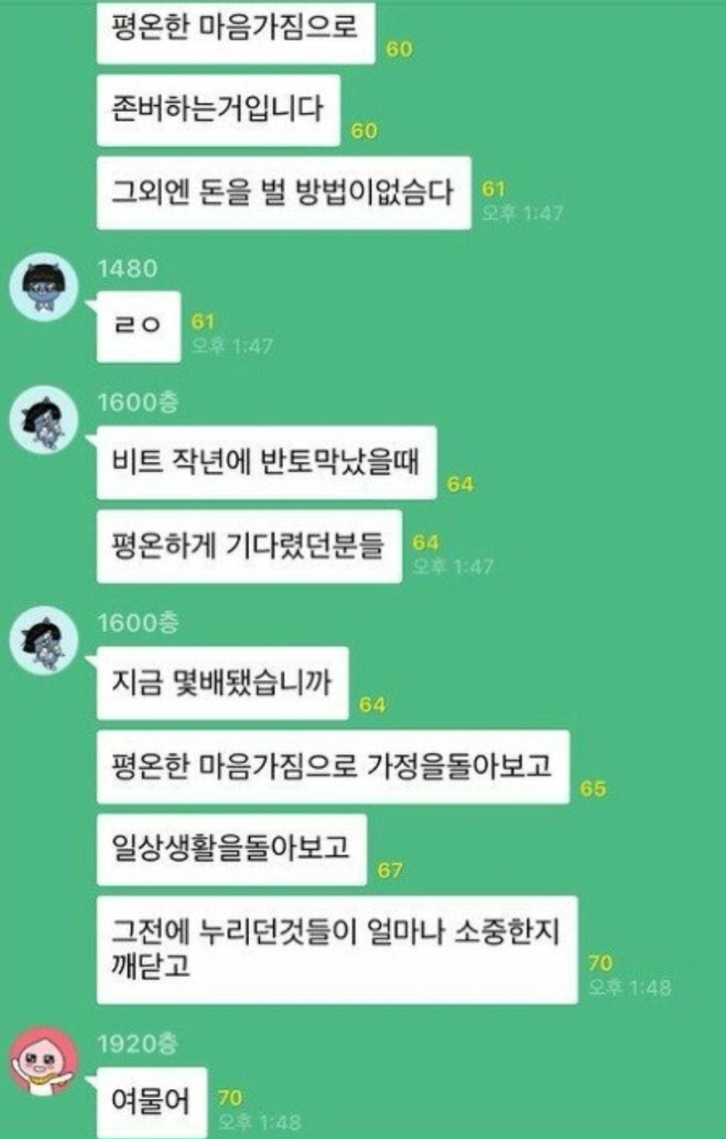 오늘 아침 코인 투자자들 상황