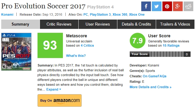 METACRITIC PES 2017 리뷰점수_1.jpg