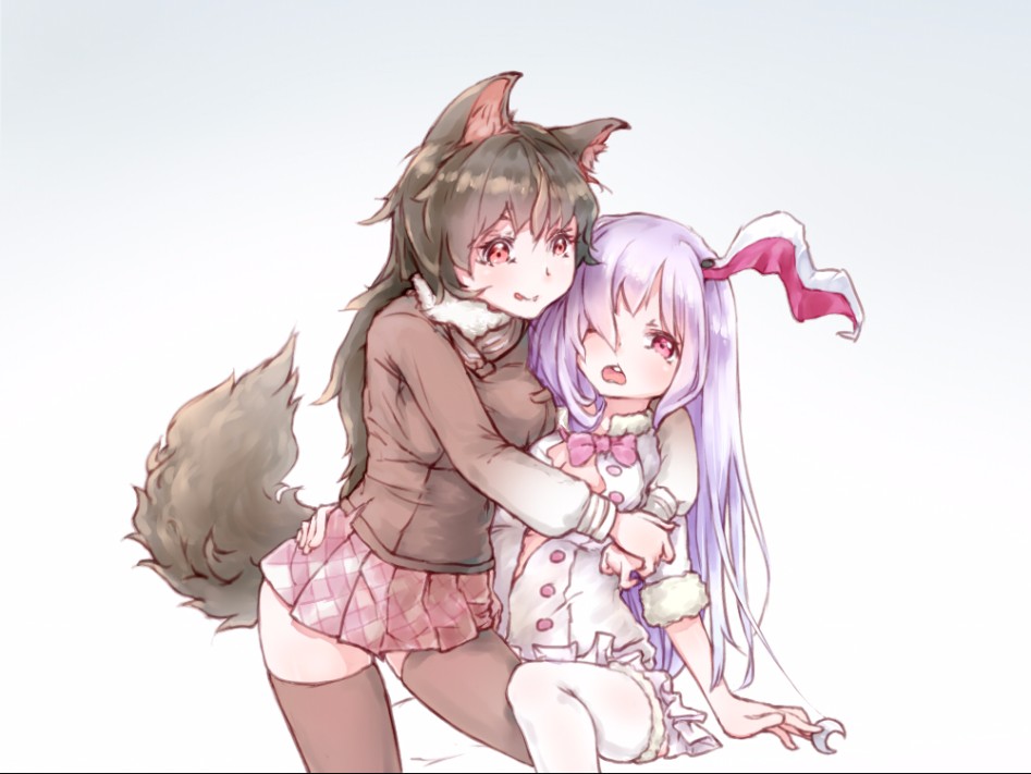imaizumi kagerou, japanese wolf, mountain hare, and reisen udongein inaba (kemono friends and touhou) drawn by laoism - 63a89407ec7bd06b5ccda8c7e9c04dc4.jpg