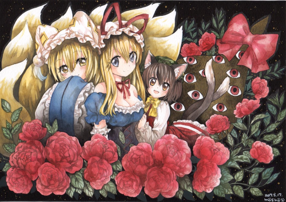 chen, yakumo ran, and yakumo yukari (touhou) drawn by mosho - aa70682aba018600d4d5246cff4bef73.jpg