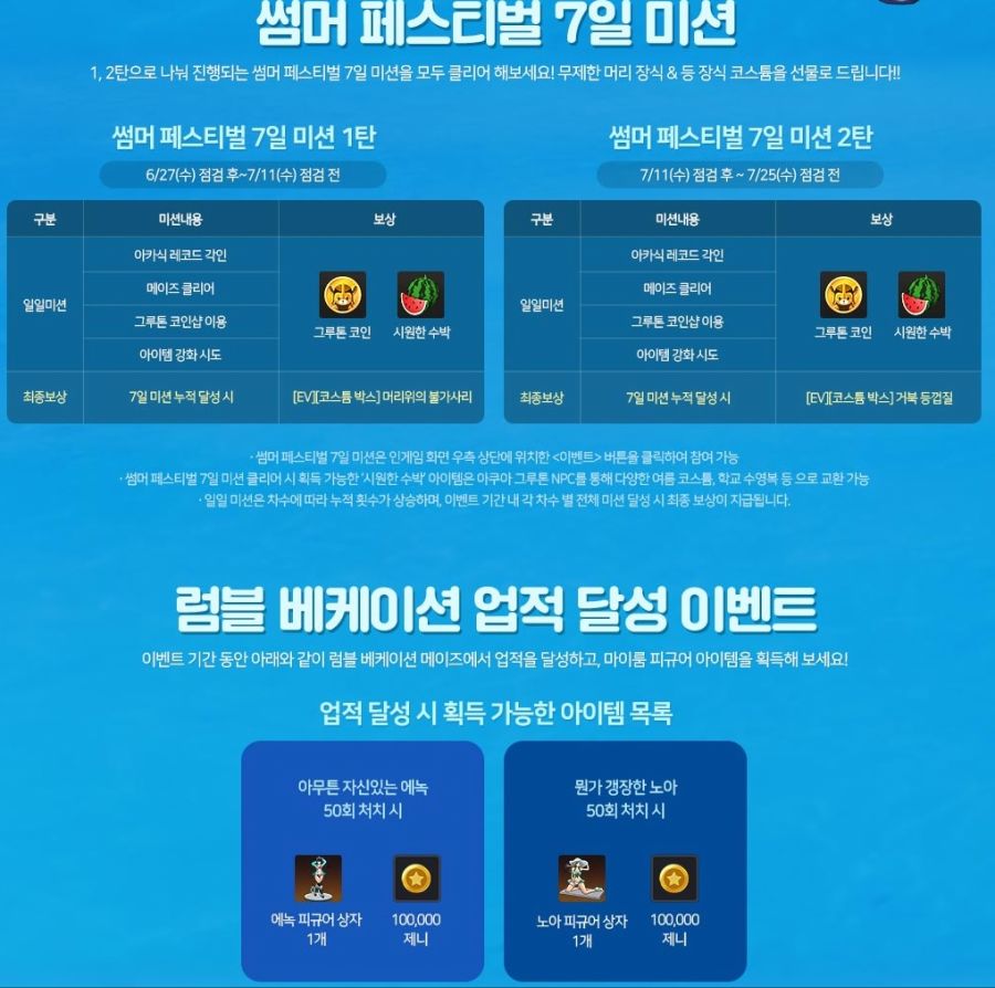 소울워커 여름 사냥 이벤트 신규 수영복 코스튬 출시