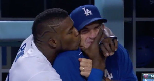 Dodgers - Puig kisses Turner Ward.jpg