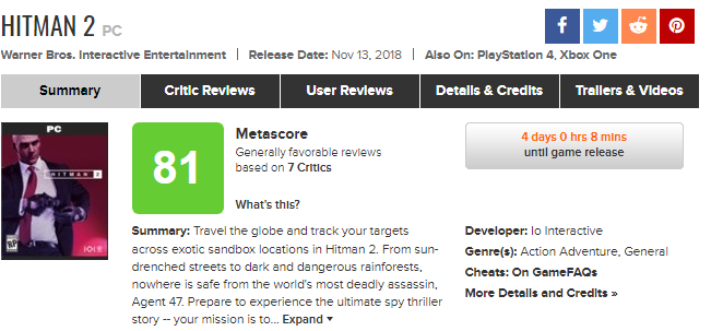 Hitman 2 for PC Reviews Metacritic (1).png