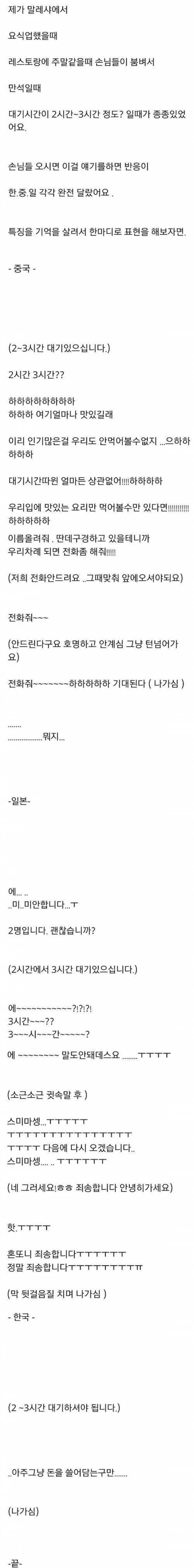 한중일의 식당 웨이팅 반응_1.jpg