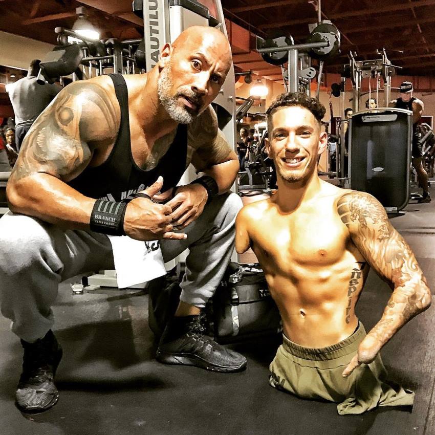Dwayne-Johnson-The-Rock-inspirational-picture-in-the-gym-with-a-disabled-man.jpg