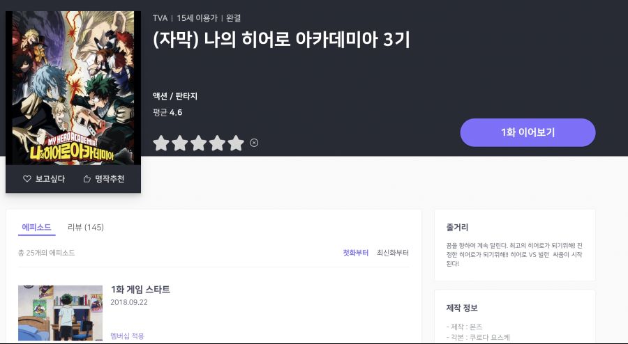 라프텔] 『나의 히어로 아카데미아 3기』 자막, 더빙 멤버십 전환 | 애니메이션 정보 | Ruliweb