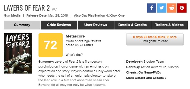 layers of fear 2 metacritic