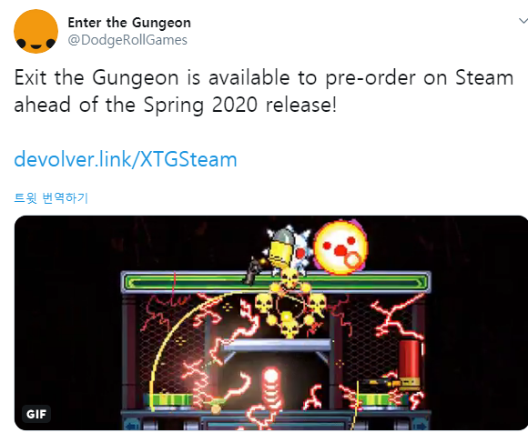 트위터의 Enter the Gungeon 님 Exit the Gungeon is available to pre-order on Steam ahead of the Spring 2020 release https t co Y10xrUNFn3 https t co ftEf0bUcVD 트위터.png