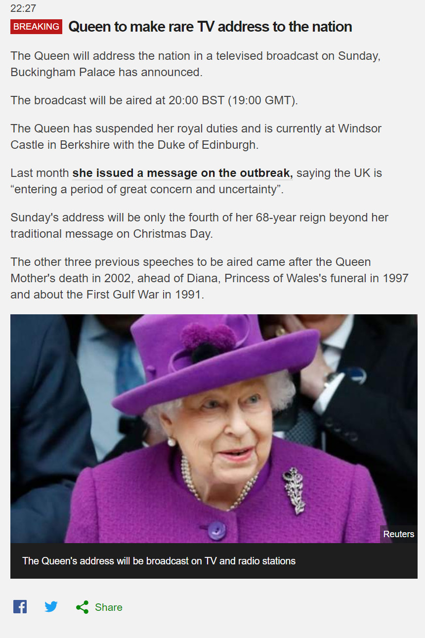 영국 여왕, 일요일에 대국민 담화_1.jpg