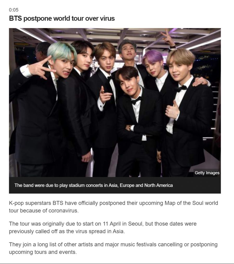 BTS 월드 투어 연기 | 정치유머 게시판 | 루리웹