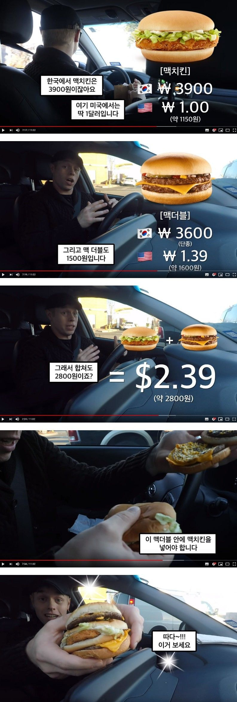 충격적인 미국과 한국 맥도날드 가격차이