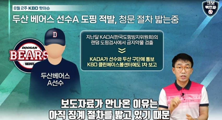 두산 베어스 선수 도핑 적발 | 유머 게시판