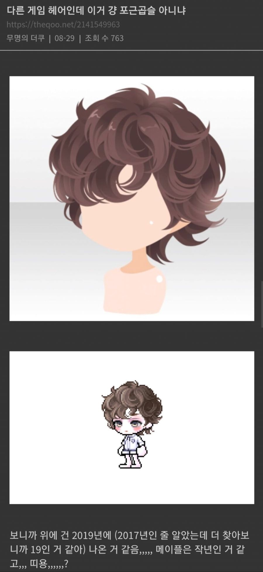 메이플 헤어 표절 논란