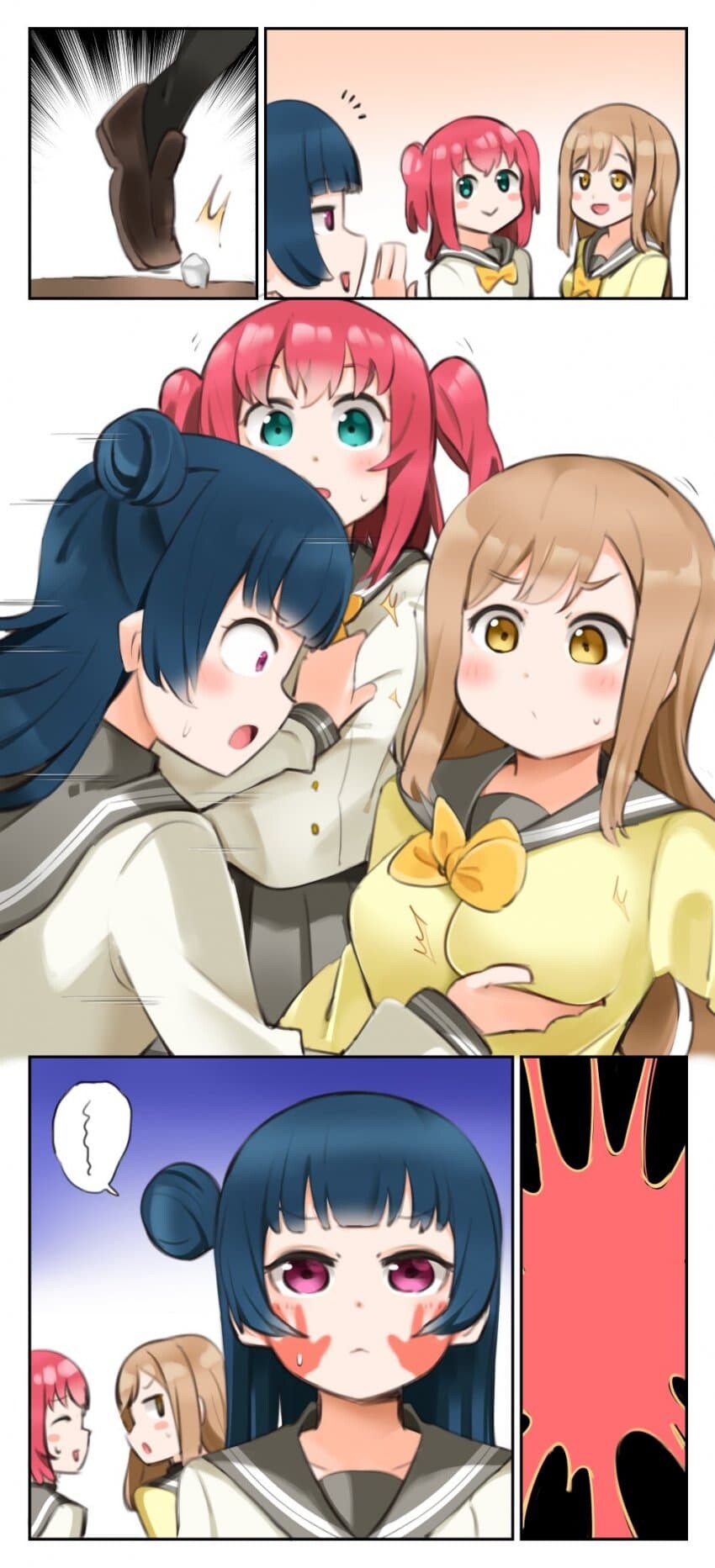 여고생 가슴을 쌍으로 만졌다 쌍싸대기맞고 그자리에 뽀뽀받는 만화manga