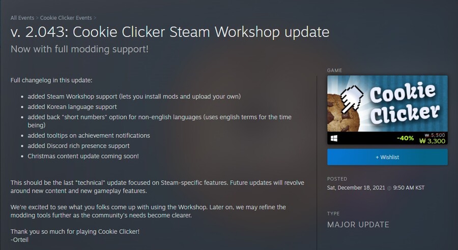 v. 2.043: Cookie Clicker Steam Workshop update :: Cookie Clicker