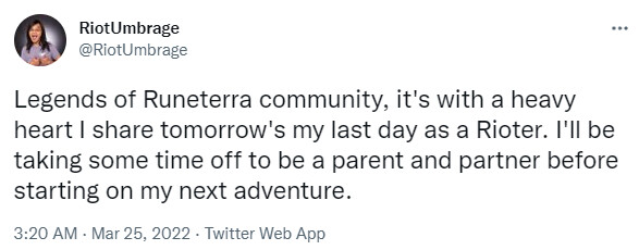 [레오룬] 기획 디렉터 Riot Umbrage 퇴사_1.png