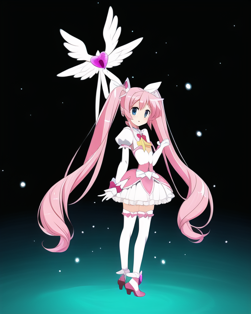 pink hair, twintails, white ribbon, magical girl, s-2150108799.png