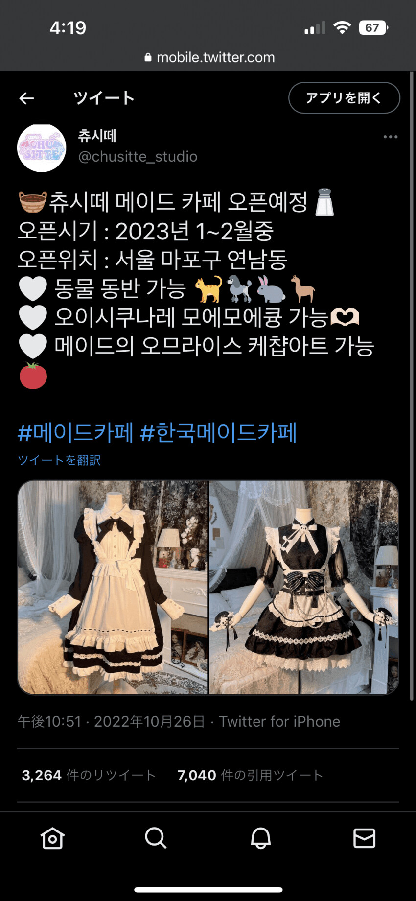 홍대 메이드 카페 오픈 예정