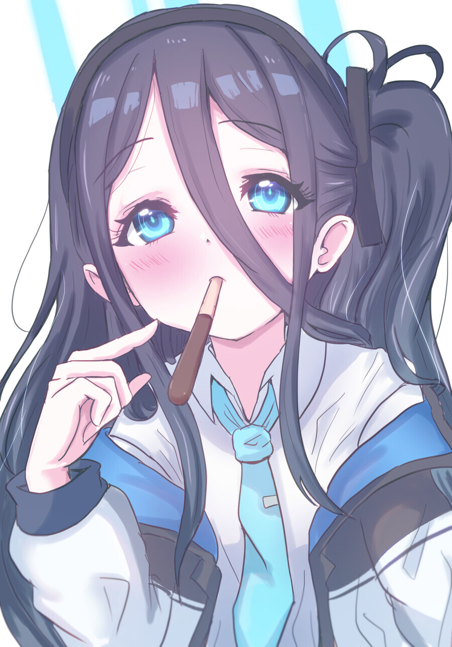 블루아카) 자기 전 올리는 포키 물고 있는 아리스_1.jpg