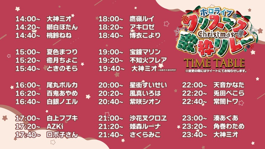 버튜버) 홀로라이브 크리스마스 릴레이 노래방송 링크 모음_2.jpg