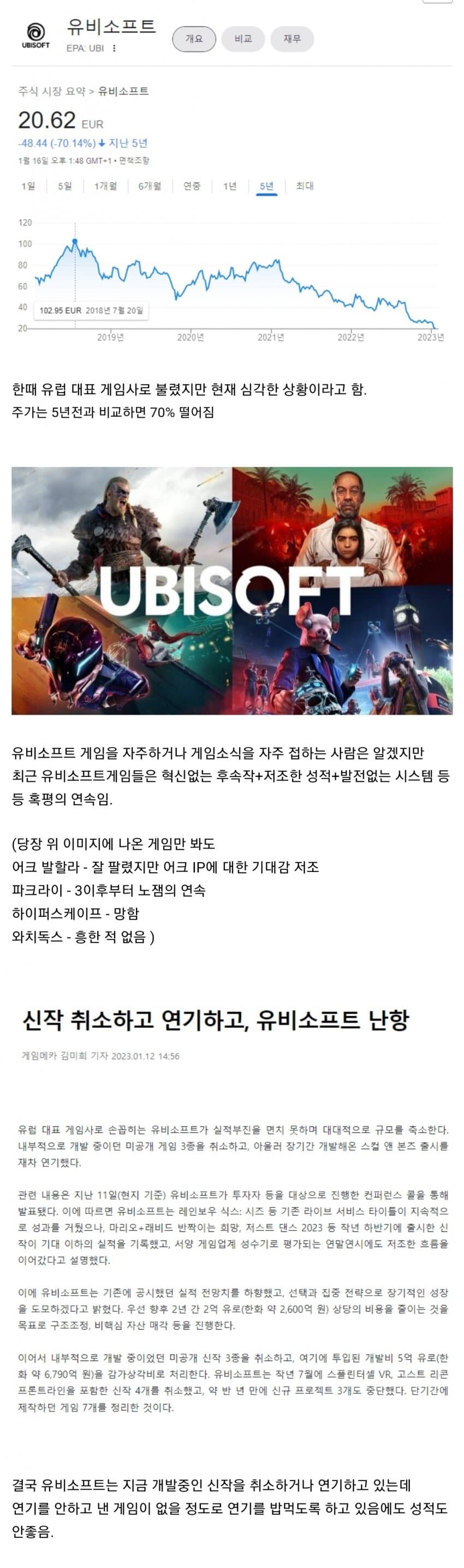 생각보다 심각한 유비소프트 상황