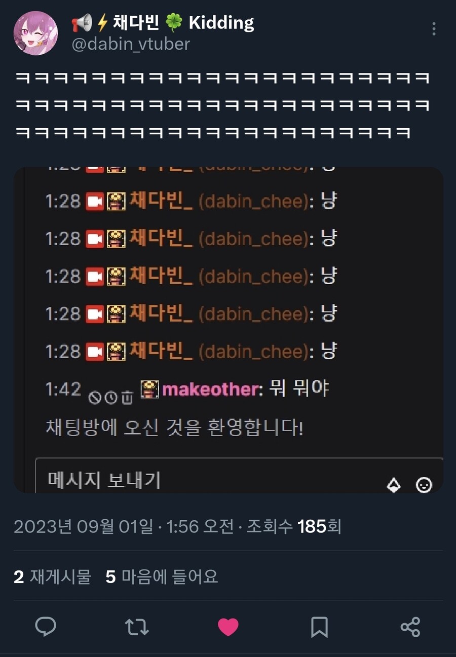 인방)방종후 세팅하다 걸린 하꼬버튜버