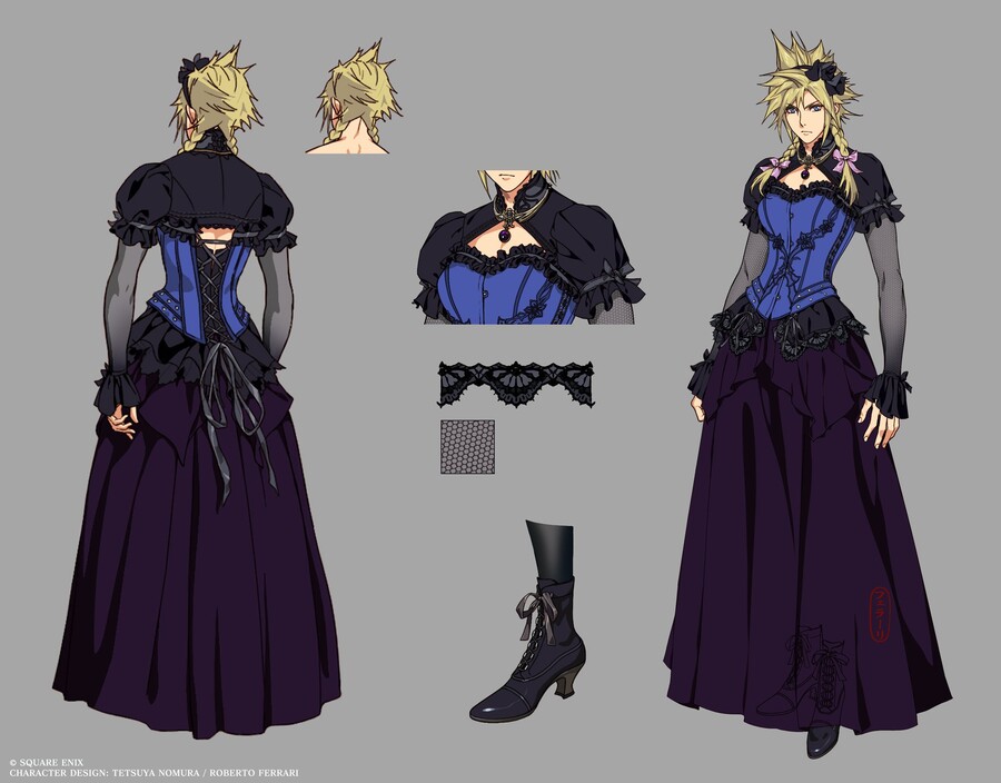 파이널 판타지 7 리메이크 - 여장 클라우드 컨셉 아트 공개_1.jpg