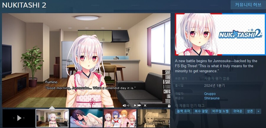 Qruppo의 비주얼 노벨 "누키타시 2" 스팀 상점 등록_2.jpg
