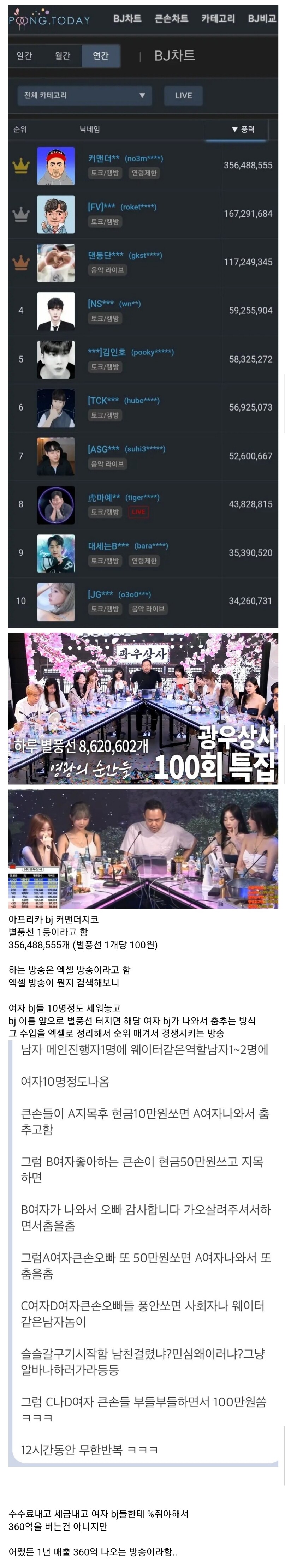 인방) 현재 아프리카tv 상위권 차지하고 있는 '엑셀 방송'_1.jpg