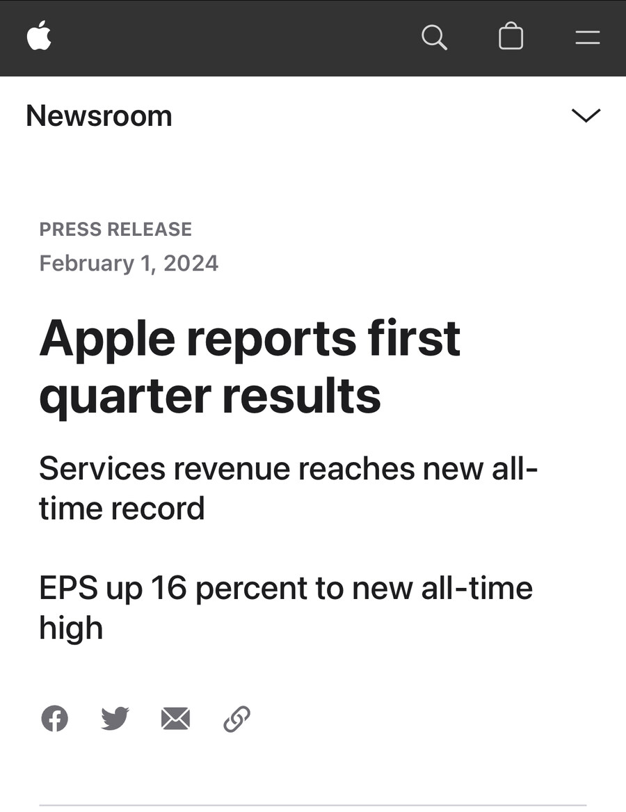 애플 1분기 실적 발표 서비스 매출 사상 최고치 기록