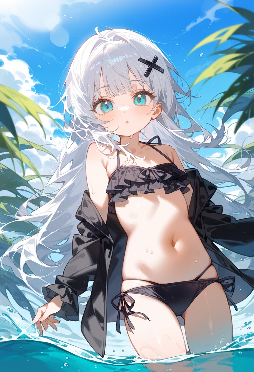 AI) 오후의 프릴 수영복 은발 미소녀_5.png