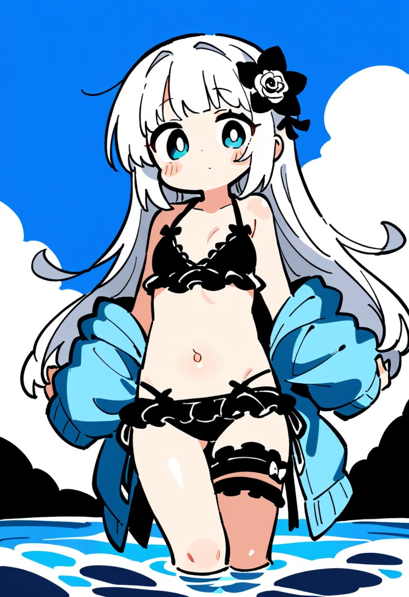 AI) 오후의 프릴 수영복 은발 미소녀_9.png