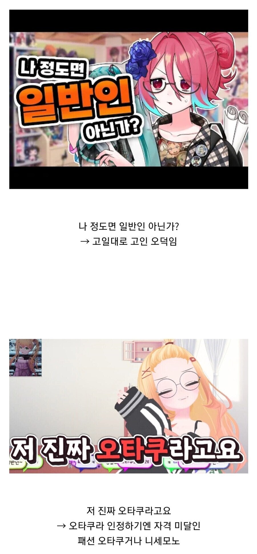 자신의 오타쿠성이 찐인지 패션인지 판가름 하는 기준jpg