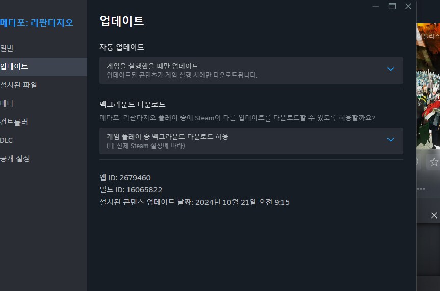 메타포 스팀판 업데이트 끄는법_2.png