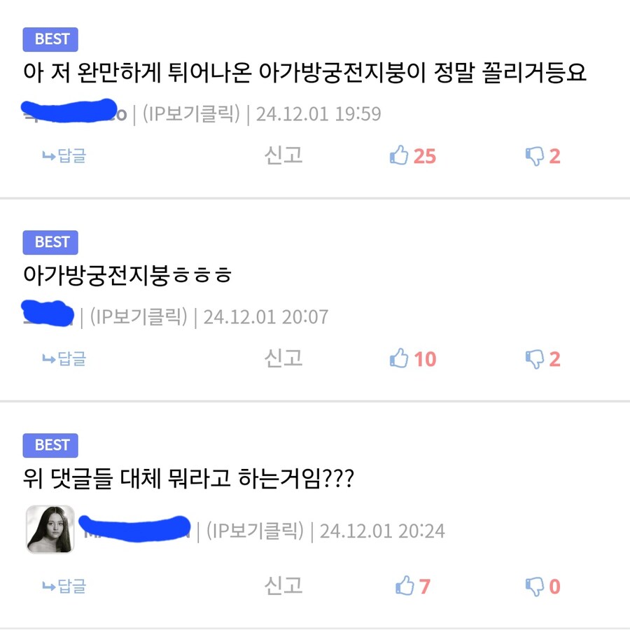 성유게에서 발견한 리플