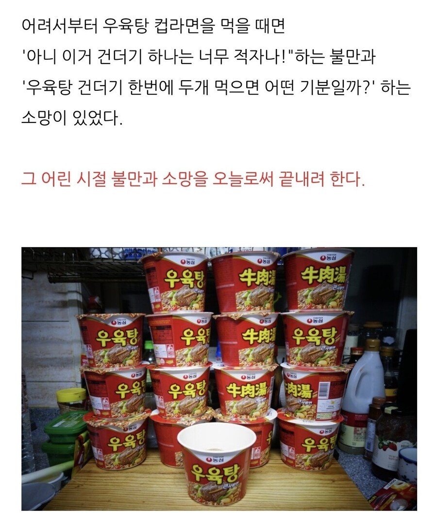 우육탕 컵라면 16개 건더기를 한꺼번에 몰빵해서 끓여먹어 본 리뷰.jpg_1.jpg