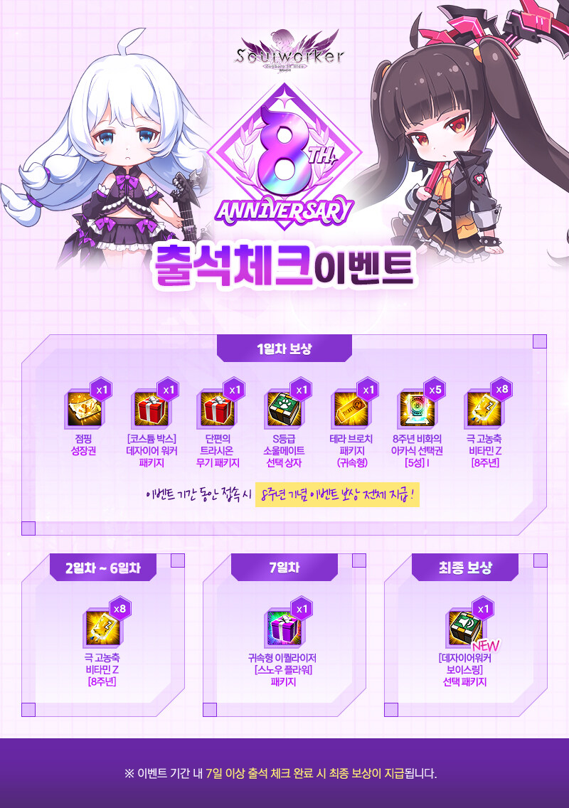 소울워커 8주년 이벤트 4종 안내