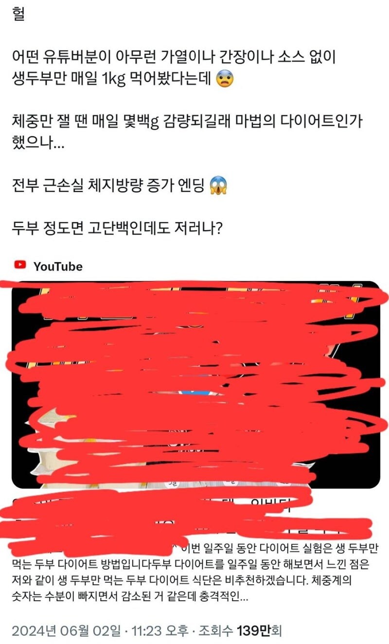 두부다이어트 실패에 대해 의견 남긴 교수님_1.jpg