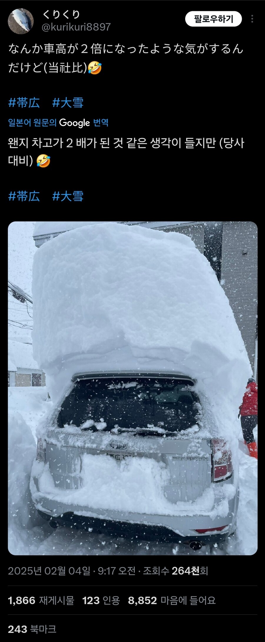 일본 홋카이도 폭설 상황_6.jpg