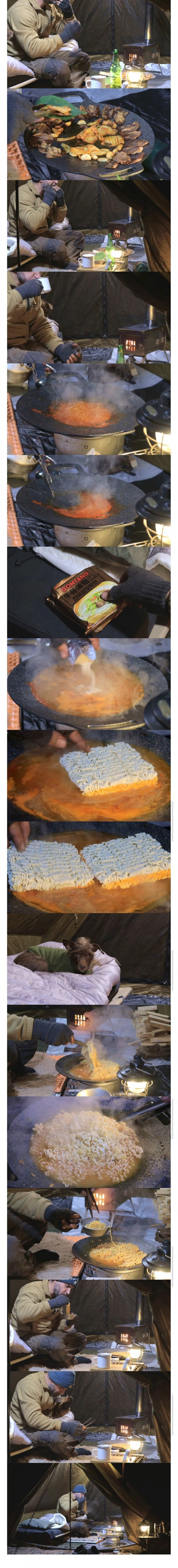 영하 5도 텐트에서 식사 하는 외국인.jpg_1.jpg
