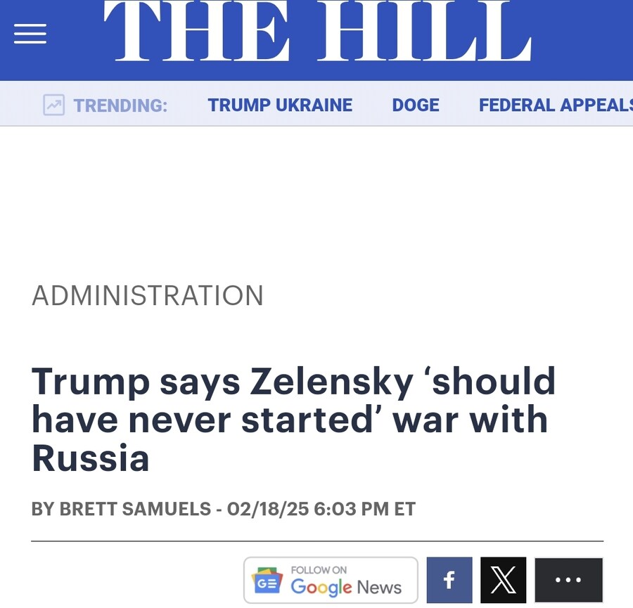 트럼프 " 애초에 전쟁 시작한 우크라이나 잘못 "_1.jpg