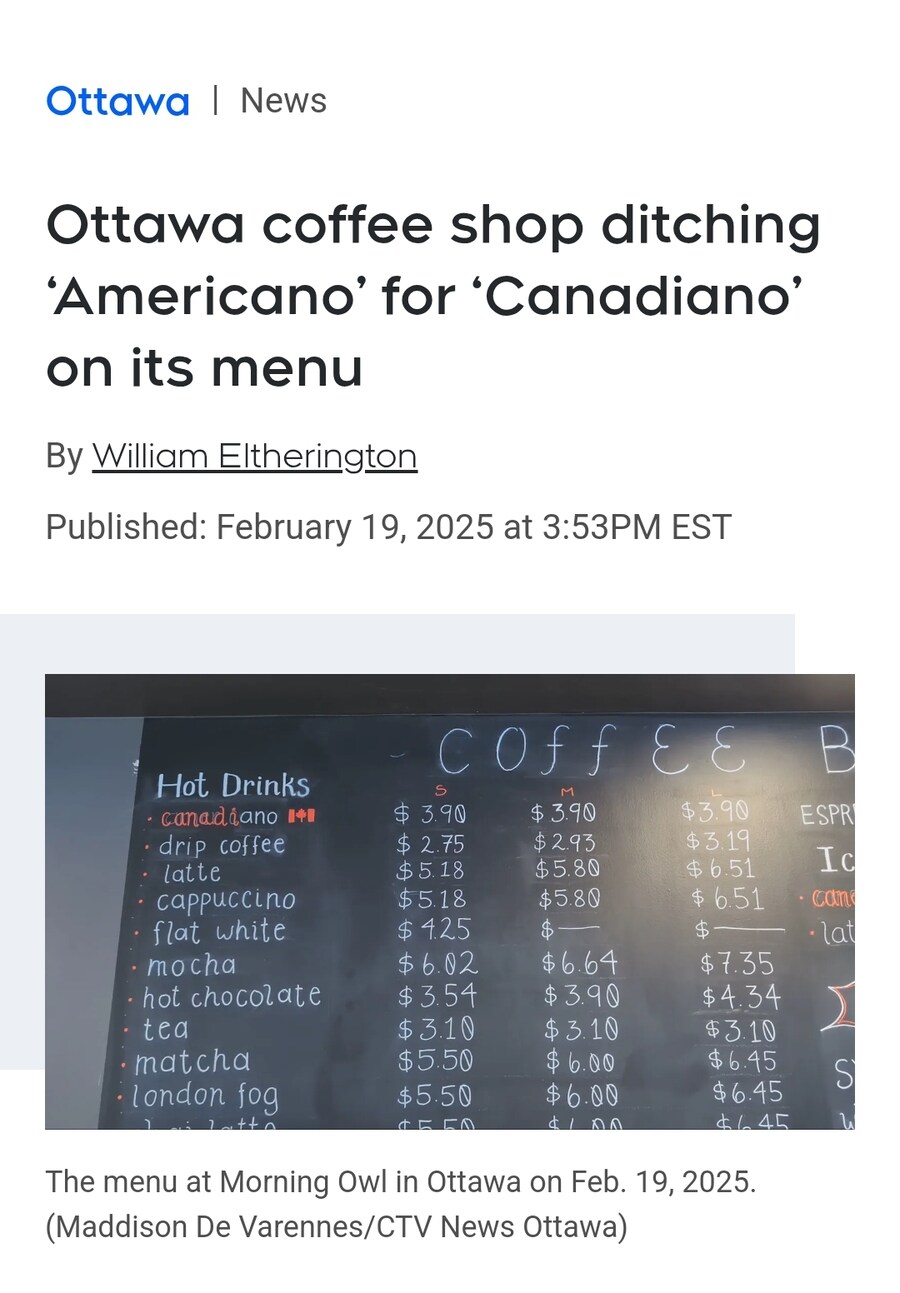 캐나다 커피숍들 아메리카노를 “캐나디아노”로 바꿔서 팔기 시작_1.jpg