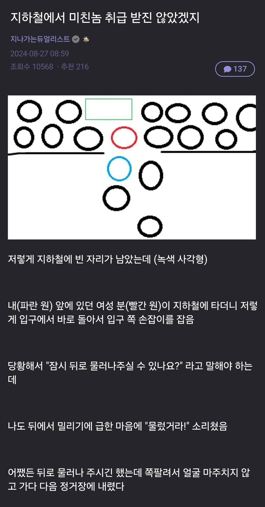 지하철에서 ㅁㅊㄴ 취급 받은 썰_1.jpg