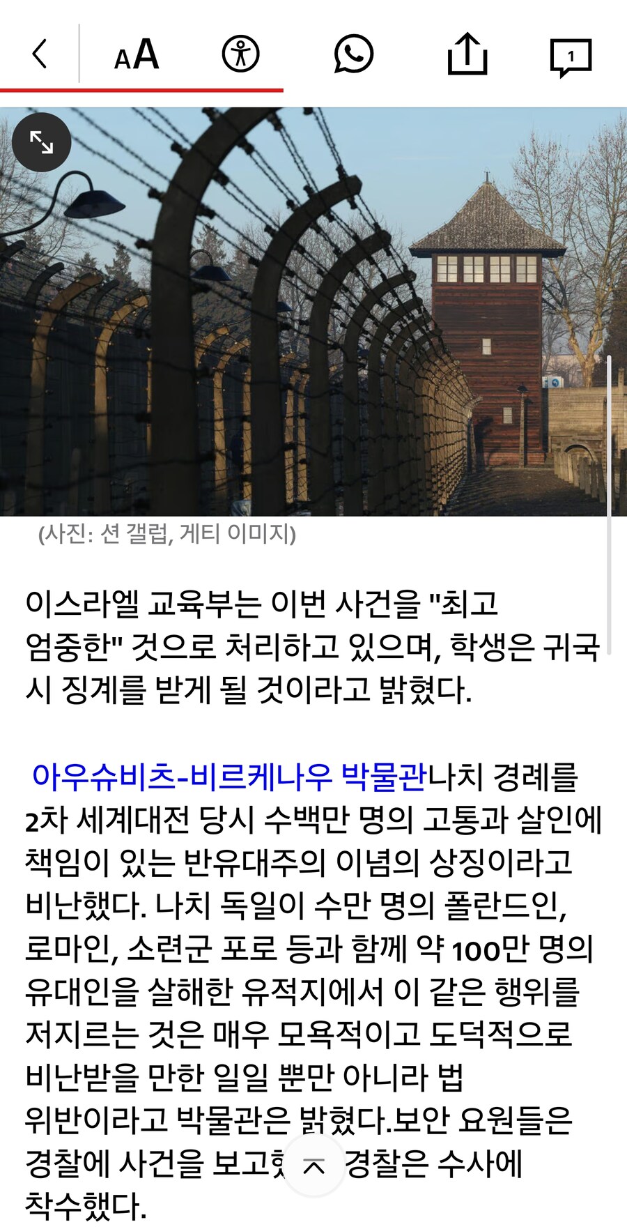 이스라엘 학생이 아우슈비츠에서 나치경례 하다 체포 _2.jpg