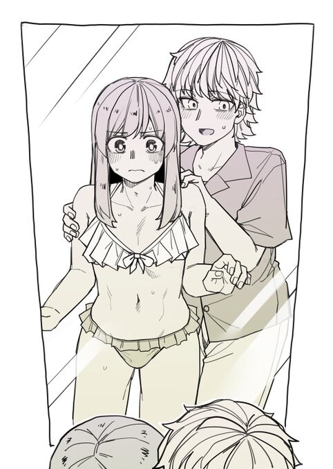 여장남자친구한테 프릴 달린 비키니 입히는 여자친구_2.jpg