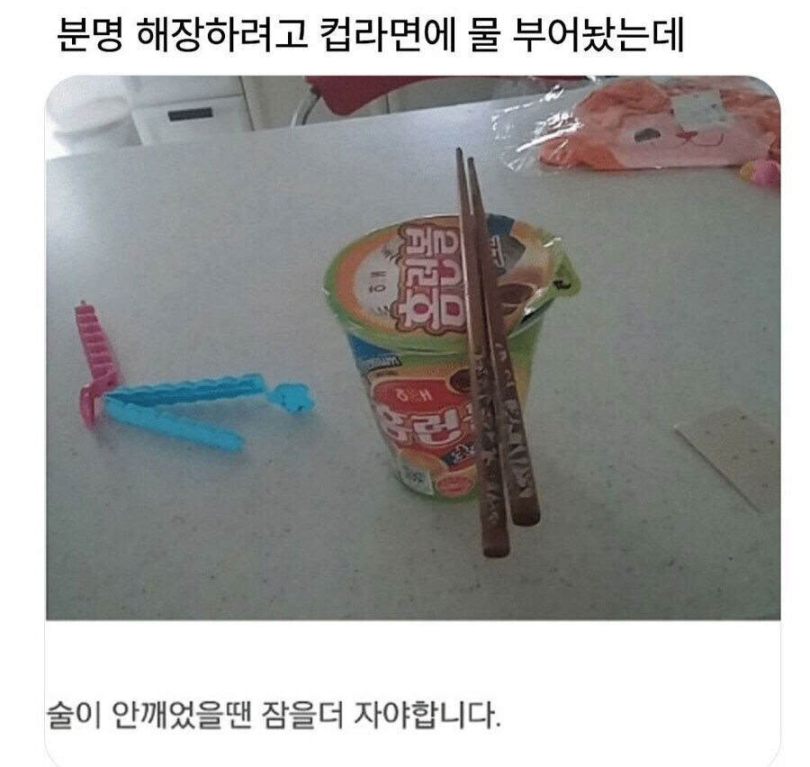 분명 해장하려고 컵라면에 물 부어놨는데 .jpg_1.jpg
