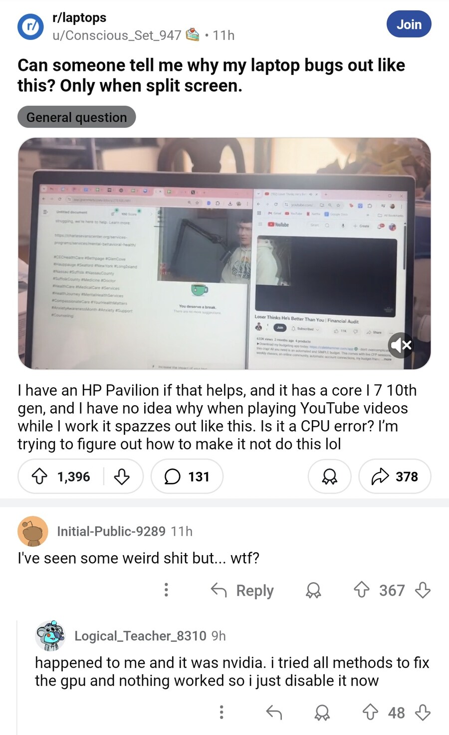 레딧에 올라온 노트북 버그 질문글_1.jpg