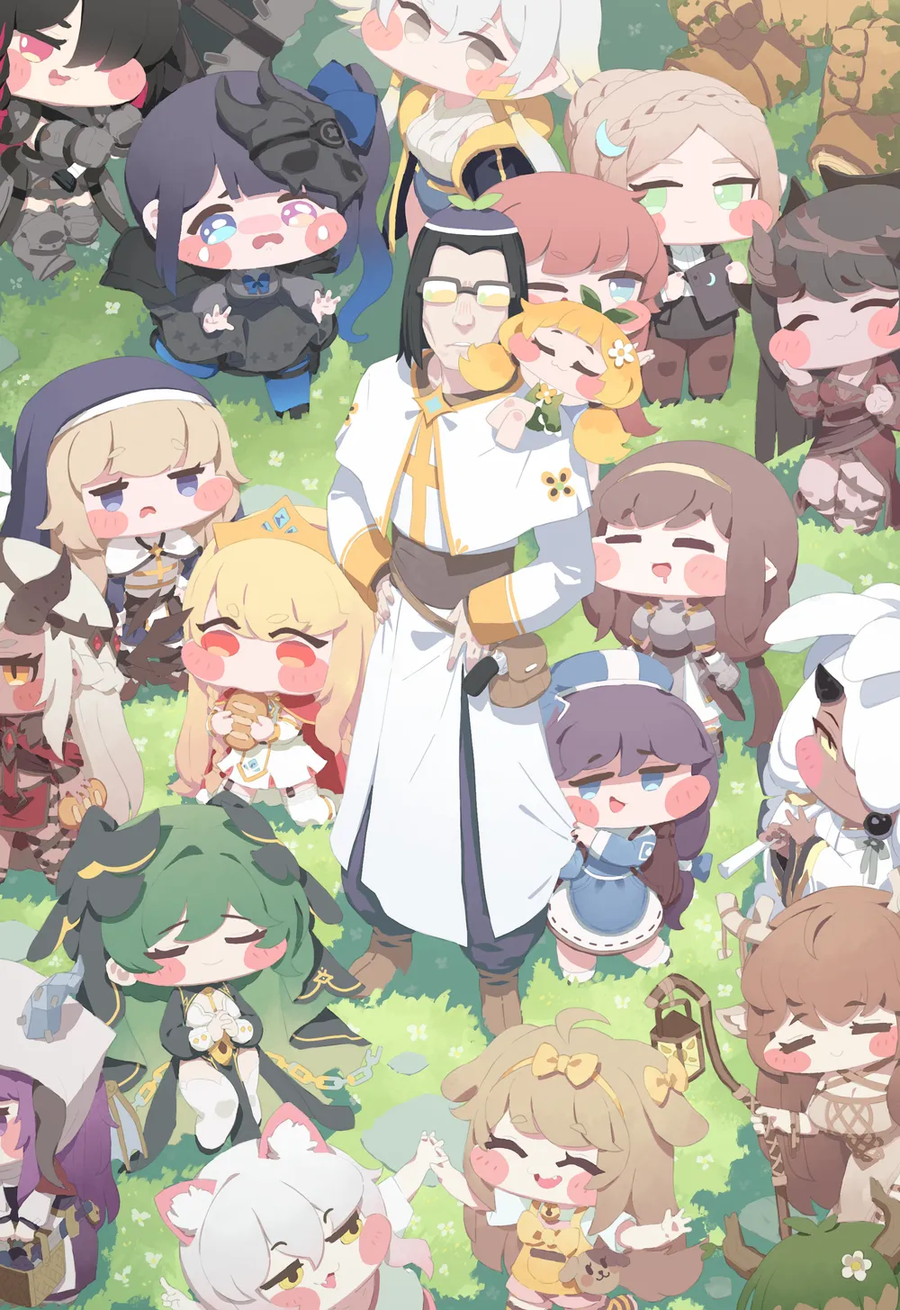 트릭컬)교주와 사도들 n등신차이 잘 표현한 팬아트_1.webp