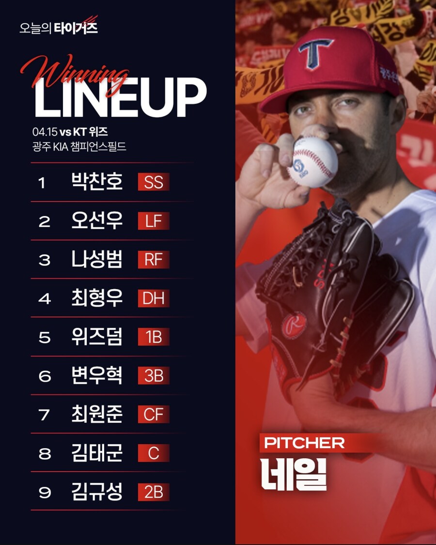 4월 15일 화 기아 vs KT 기아 라인업_1.jpg