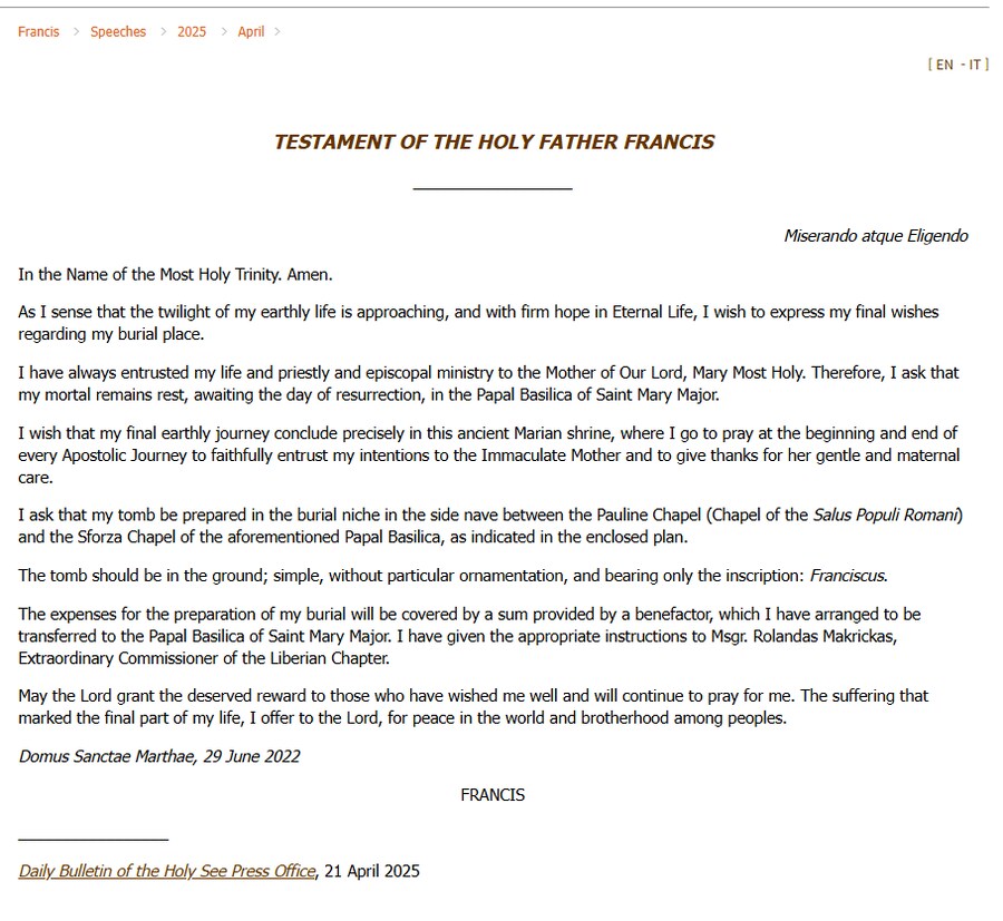 바티칸 선종하신 프란치스코 교황님의 유언장 공개_1.png